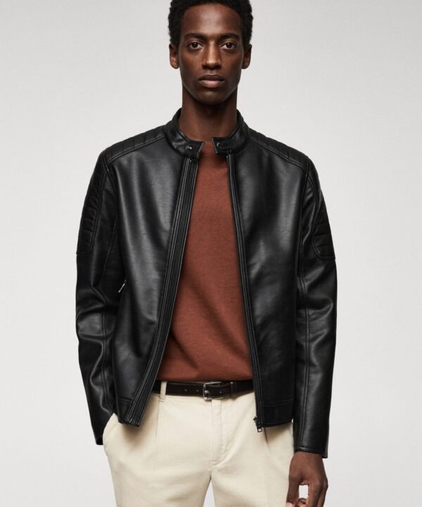Faux-leather biker jacket