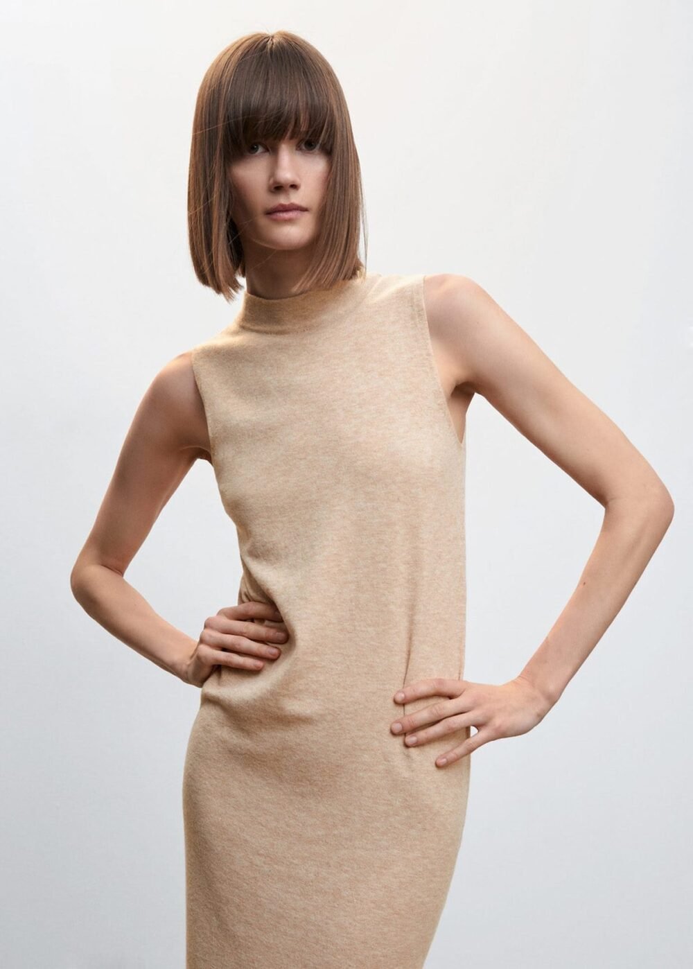 Side slit knit dress